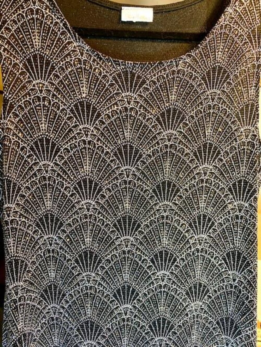 Art Deco Geometric Fan Print Sleeveless Sheath Dress L